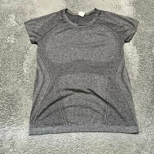 Athleta Momentum Seamless Shirt Womens Large Gray Short Sleeve